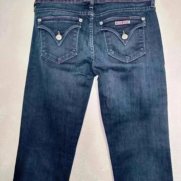203.Hudson Ginny Crop Straight with Cuff Jeans Womens Size 27 Low Rise Dark Wash - Picture 3 of 10